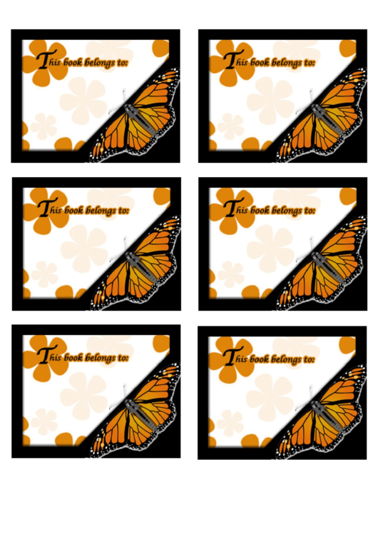 Monarch Butterfly Bookplate Template Printable pdf