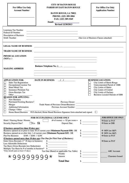 Business Registration Application Form Printable pdf