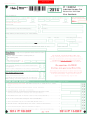 Form It 1040ez - Individual Income Tax Return For Full-year Ohio Residents - 2014