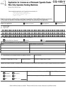 Form Cg-100-V - Application For License As A Wholesale Cigarette Dealer Who Only Operates Vending Machines Printable pdf