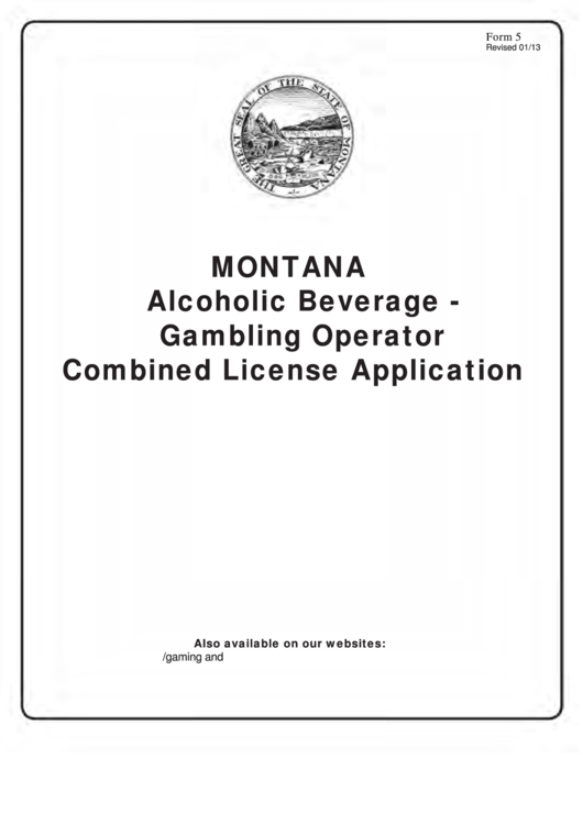 Form 5 - Montana Alcoholic Beverage - Gambling Operator Combined License Application Printable pdf