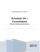 Schedule Vk-1 Instruction - Consolidated Owner's Partnership Summary - 2012