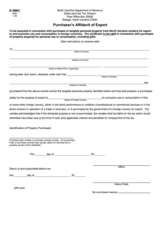 Form E-599c - Purchaser