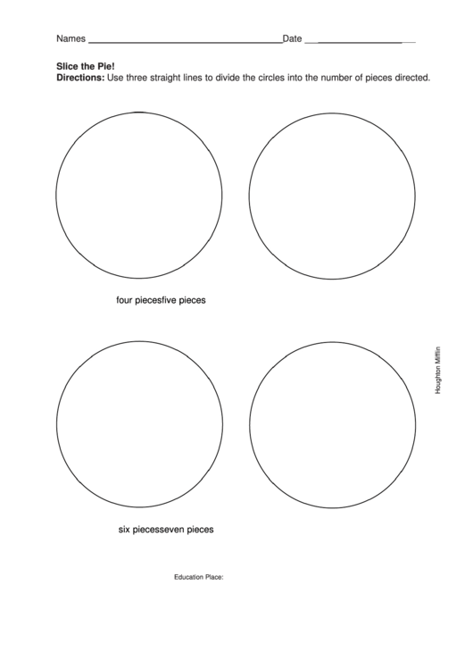 Slice The Pie Activity Sheet Printable pdf