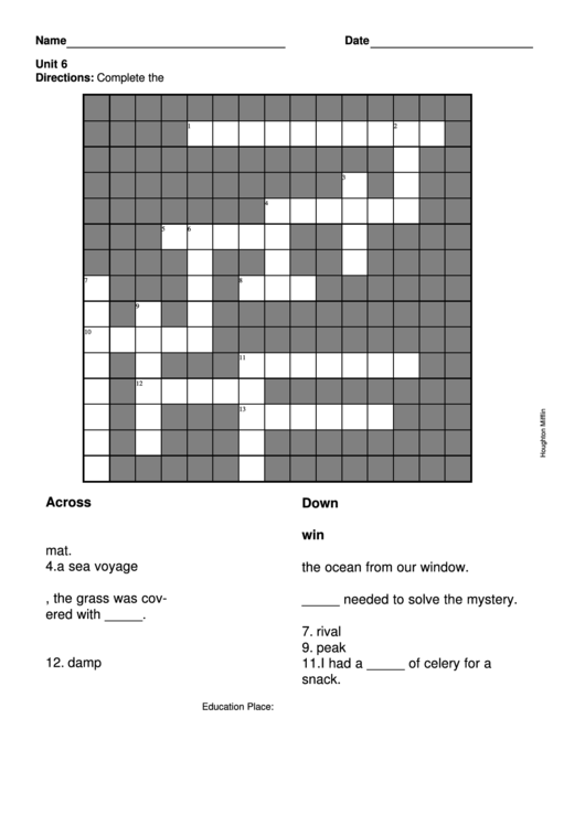 Level 5 Crossword Puzzle Template Printable pdf