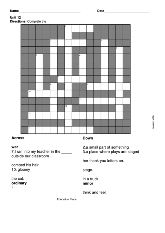 Level 5 Crossword Puzzle Template Printable pdf