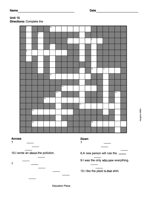 Level 5 Crossword Puzzle Template Printable pdf