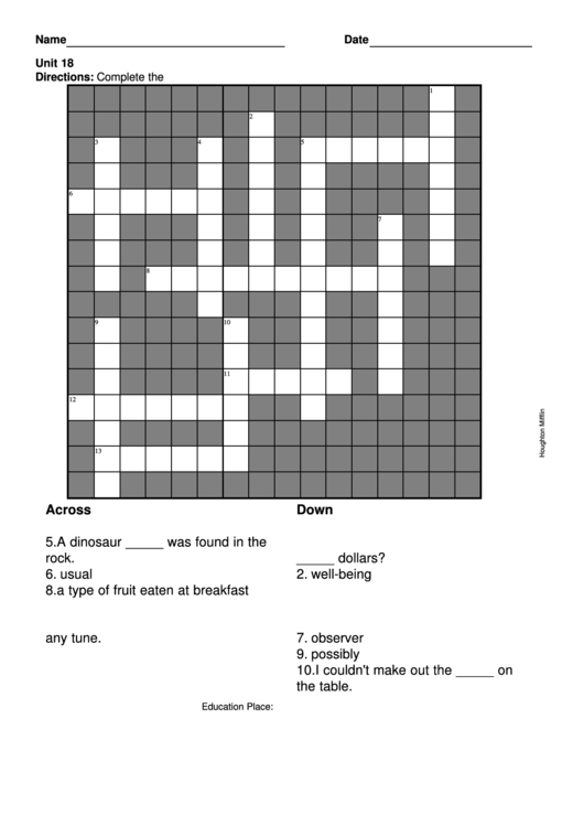 Level 5 Crossword Puzzle Template Printable pdf