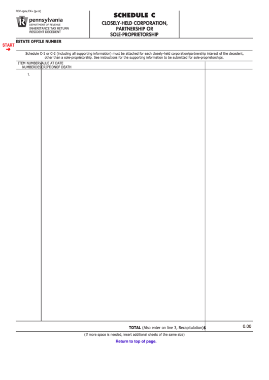 Fillable Form Rev-1504 (Schedule C) - Closely-Held Corporation, Partnership Or Sole-Proprietorship Printable pdf