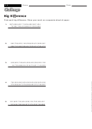 Big Difference - Math Worksheet With Answers