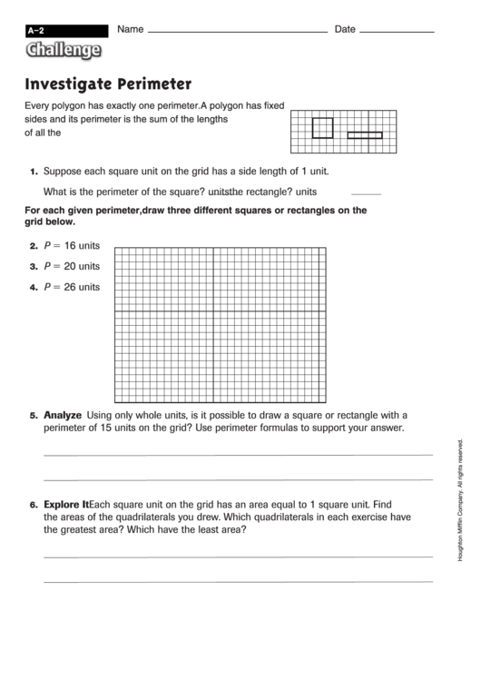 Investigate Perimeter - Perimeter Worksheet With Answers Printable pdf