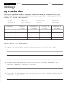 My Exercise Plan - Math Worksheet With Answers