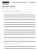 Remainder Reminder - Math Worksheet With Answers Printable pdf