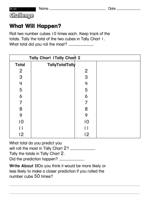 What Will Happen - Probability Worksheet With Answers Printable pdf