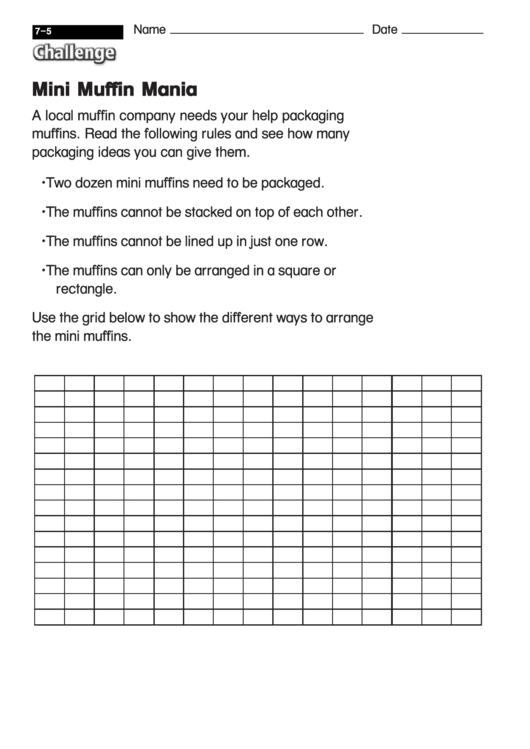 Mini Muffin Mania - Math Worksheet With Answers Printable pdf