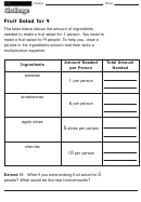 Fruit Salad For 4 - Math Worksheet With Answers