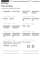 Twice As Many - Multiplication Worksheet With Answers
