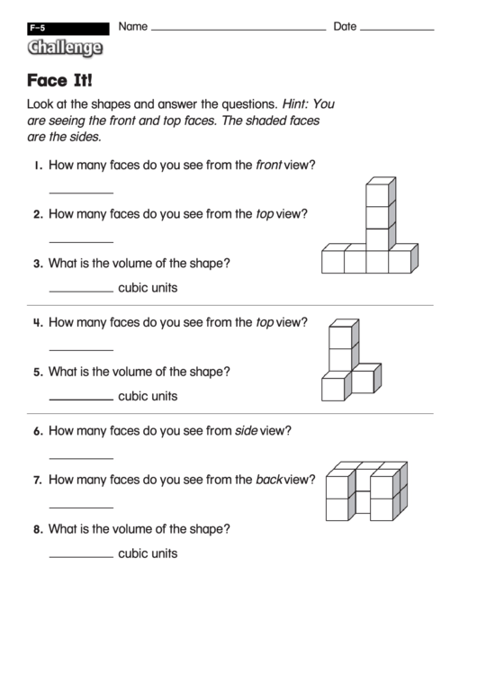 Face It! - Geometry Worksheet With Answers Printable pdf