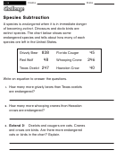 Species Subtraction - Subtraction Worksheet With Answers Printable pdf