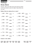 Whale Watch - Subtraction Worksheet With Answers