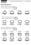 Spending Money- Subtraction Worksheet With Answers