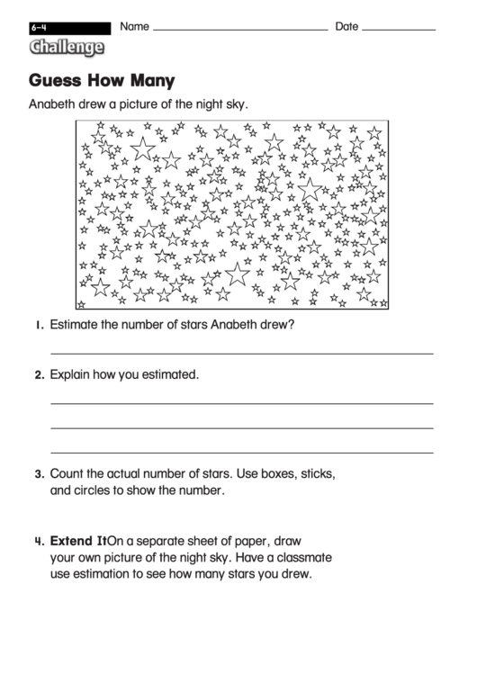 Guess How Many - Math Worksheet With Answers Printable pdf