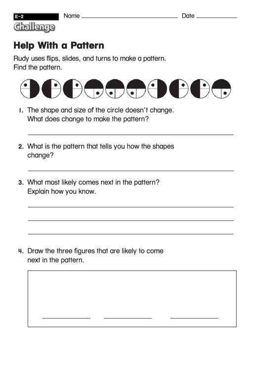Help With A Pattern - Geometry Worksheet With Answers Printable pdf