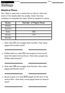 Read-a-thon - Math Worksheet With Answers