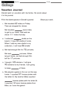 Vacation Journal - Math Worksheet With Answers