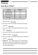 How Much Taller - Measurement Worksheet With Answers Printable pdf