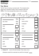 Toy Store - Math Worksheet With Answers