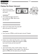 Paying The Exact Amount - Math Worksheet With Answers