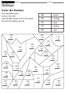 Color By Number - Math Worksheet With Answers