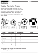 Trading Points For Prizes - Math Worksheet With Answers