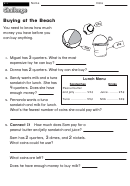 Buying At The Beach - Math Worksheet With Answers