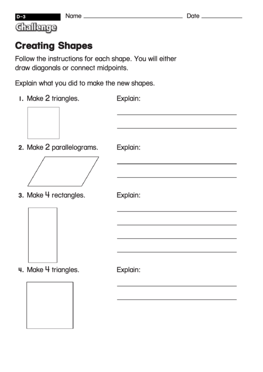 Creating Shapes - Shapes Worksheet With Answers