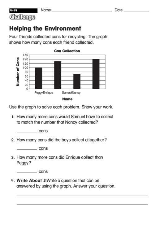 Helping The Environment - Math Worksheet With Answers Printable pdf