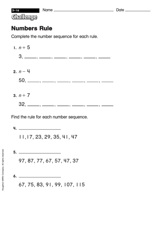 Numbers Rule - Math Worksheet With Answers Printable pdf