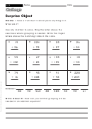 Surprise Object - Addition Worksheet With Answers