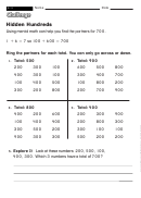 Hidden Hundreds - Addition Worksheet With Answers
