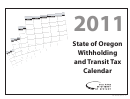 Form 150-206-400 - State Of Oregon Withholding And Transit Tax Calendar - 2011