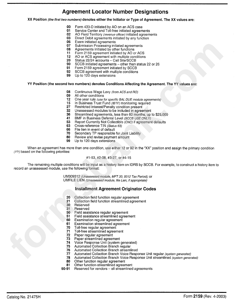 Instructions For Form 2159