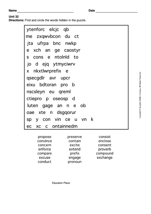 Level 5 Word Search Puzzle Template Printable pdf