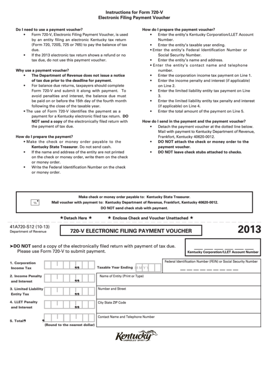 Form 720-V - Electronic Filing Payment Voucher - 2013 Printable pdf