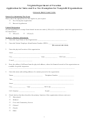 Application For Sales And Use Tax Exemption For Nonprofit Organizations