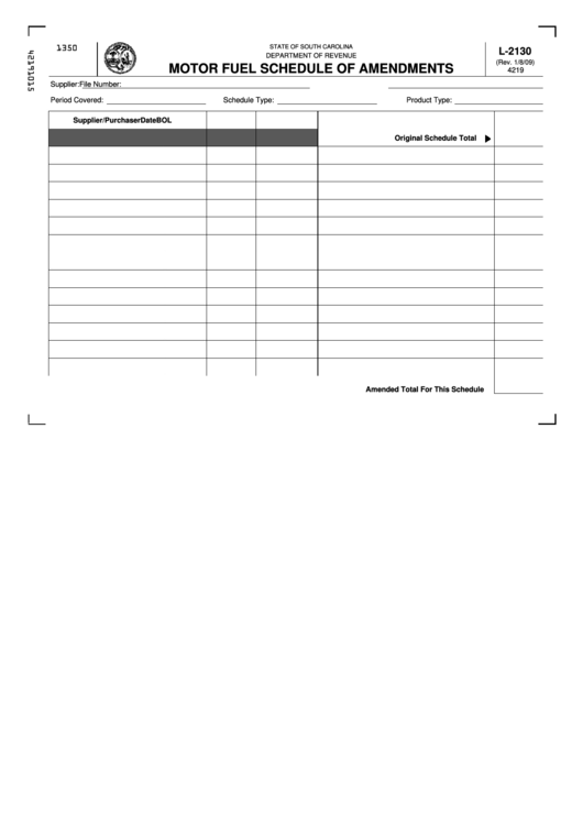 Form L-2130 - Motor Fuel Schedule Of Amendments Printable pdf