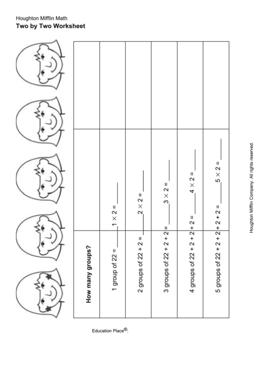Two By Two Addition / Multiplication Worksheet Printable pdf