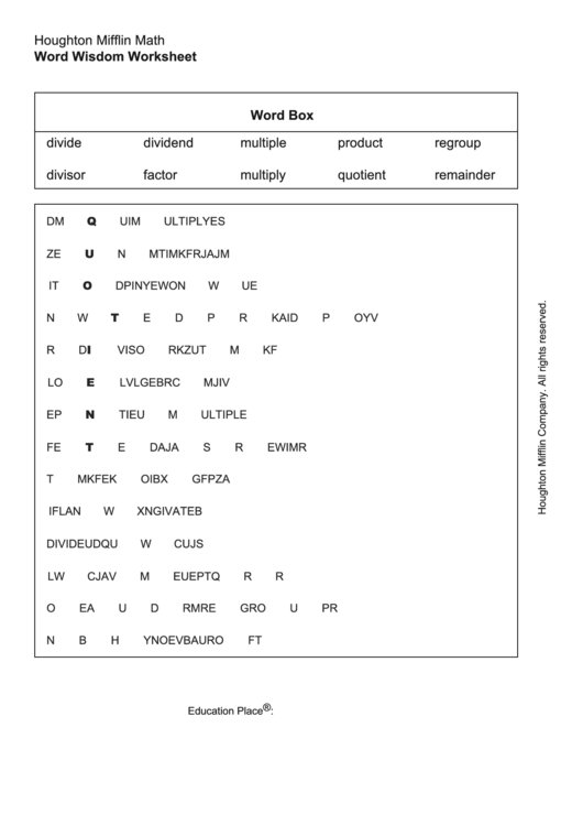 Word Wisdom Worksheet Word Search Puzzle Printable pdf