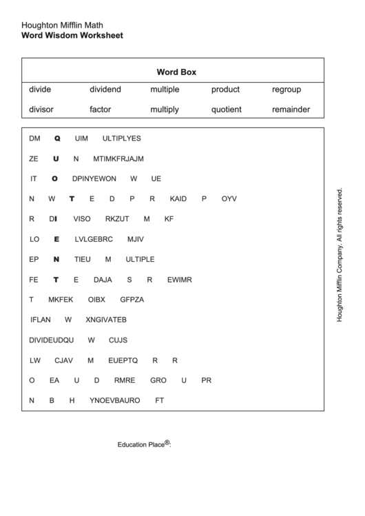 Word Wisdom Worksheet Word Search Puzzle Printable Pdf Download