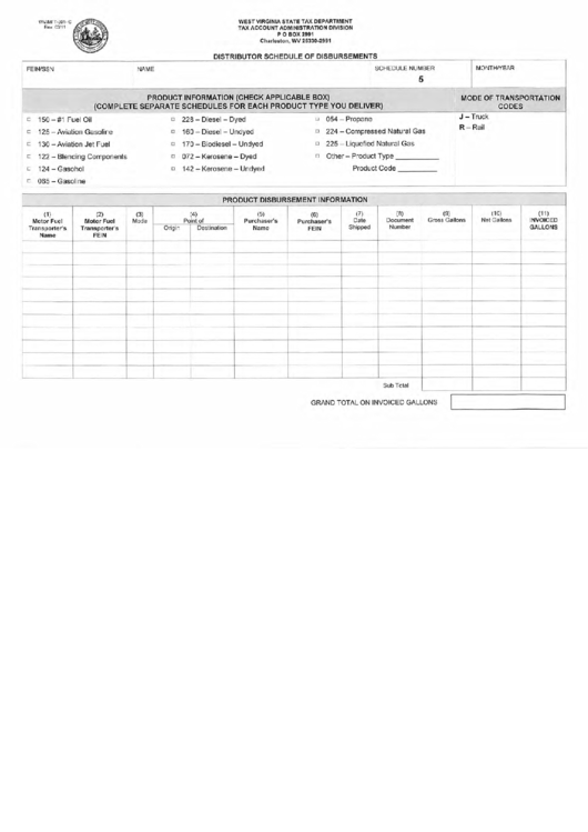 Fillable Form 503 C - Distributor Schedule Of Disbursements Printable pdf